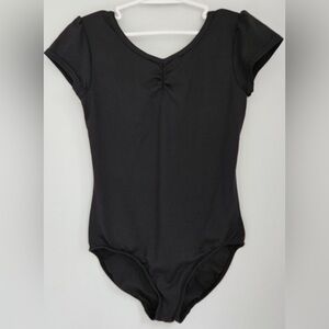 Girls Black Danskin Cap Sleeve Small 6-6x Leotard